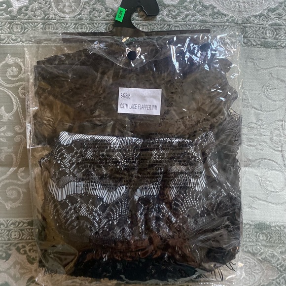 SEXY FLAPPER 5PC 🖤BLACK🖤 LACE ADULT COSTUME SIZE MEDIUM 🌟NWT🌟 - Picture 12 of 16